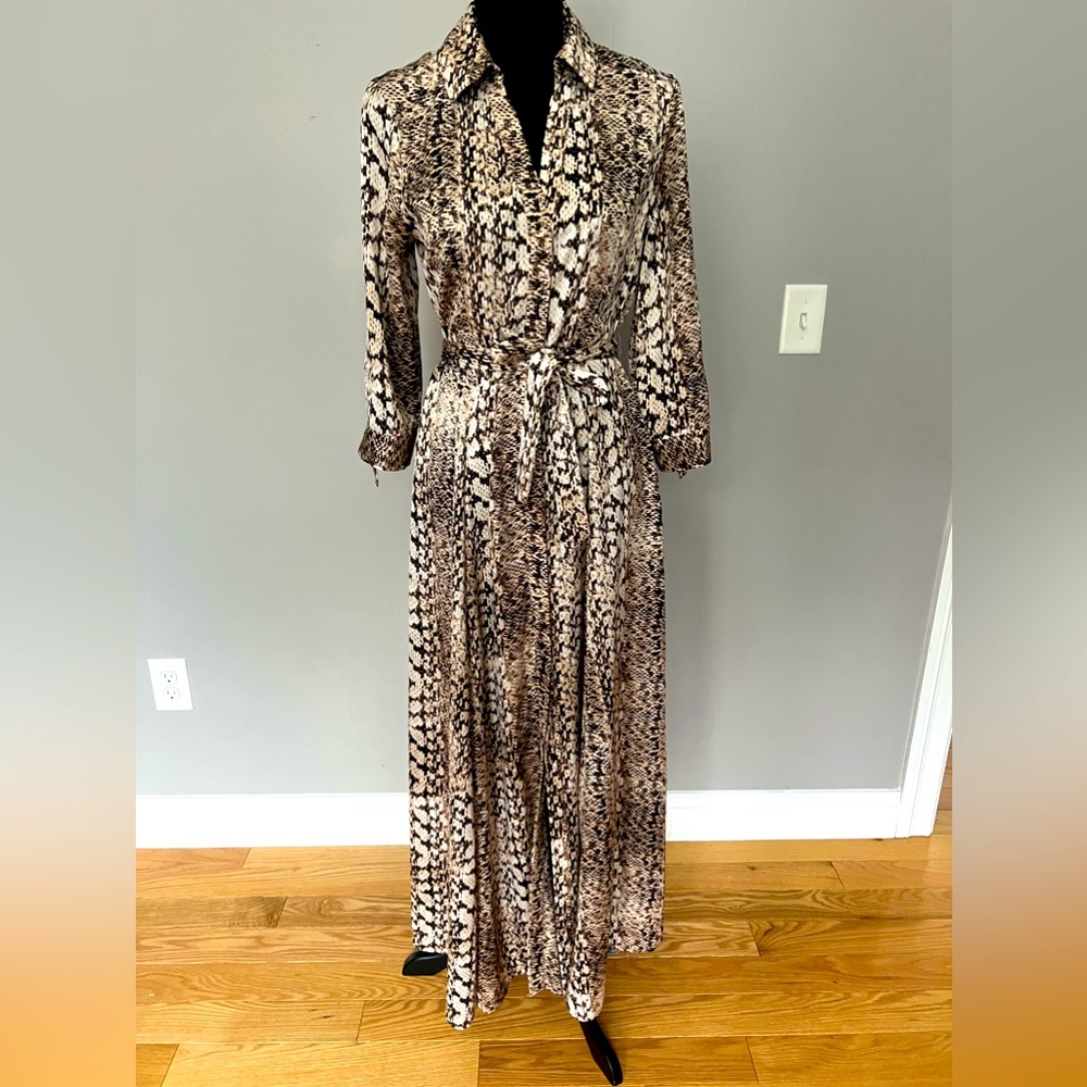 INC International Concepts Women's Snake-Print Maxi Shirtdress Gray Size 6